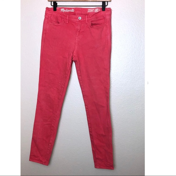 ⭕️Sold⭕️Madewell Sunkissed Coral Skinny Jeans 26 - Picture 2 of 4